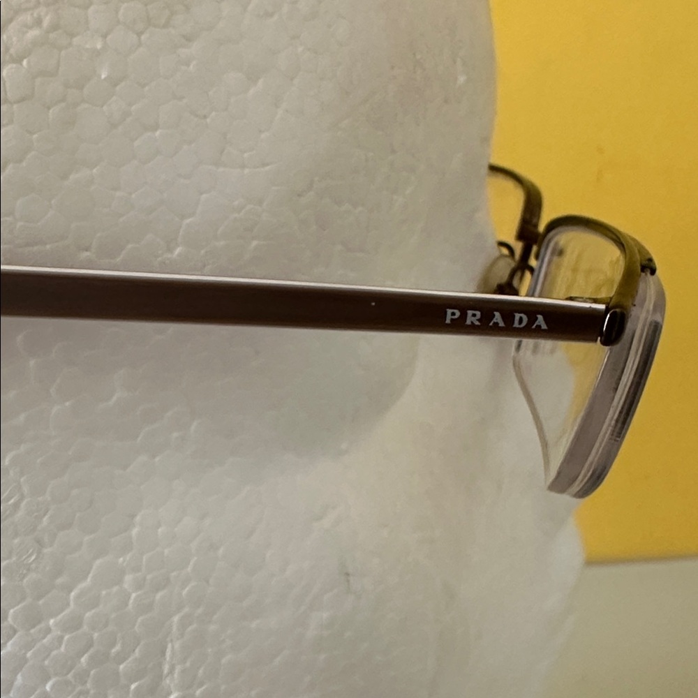 Prada Sleek Bronze Titanium Frameless Rectangular Prescription Glasses Frame - Picture 6 of 15